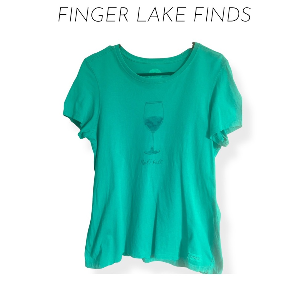 Life is Good Aqua Green Graphic T-Shirt, M